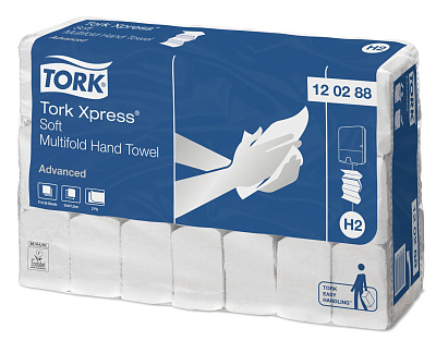Двухслойные бумажные полотенца в пачках Торк H2 Комфорт Мультфолд (120288)