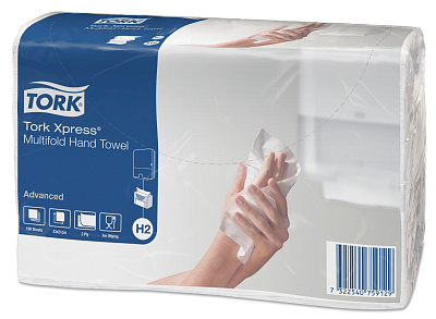 Двухслойные бумажные полотенца в пачках Торк H2 Комфорт Мультифолд (471117)